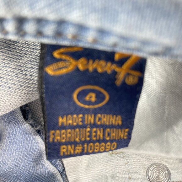 Seven7 Jean Shorts Womems 4 Distressed Blue 28x5.5 Stretch Demin Low Rise - Picture 4 of 16